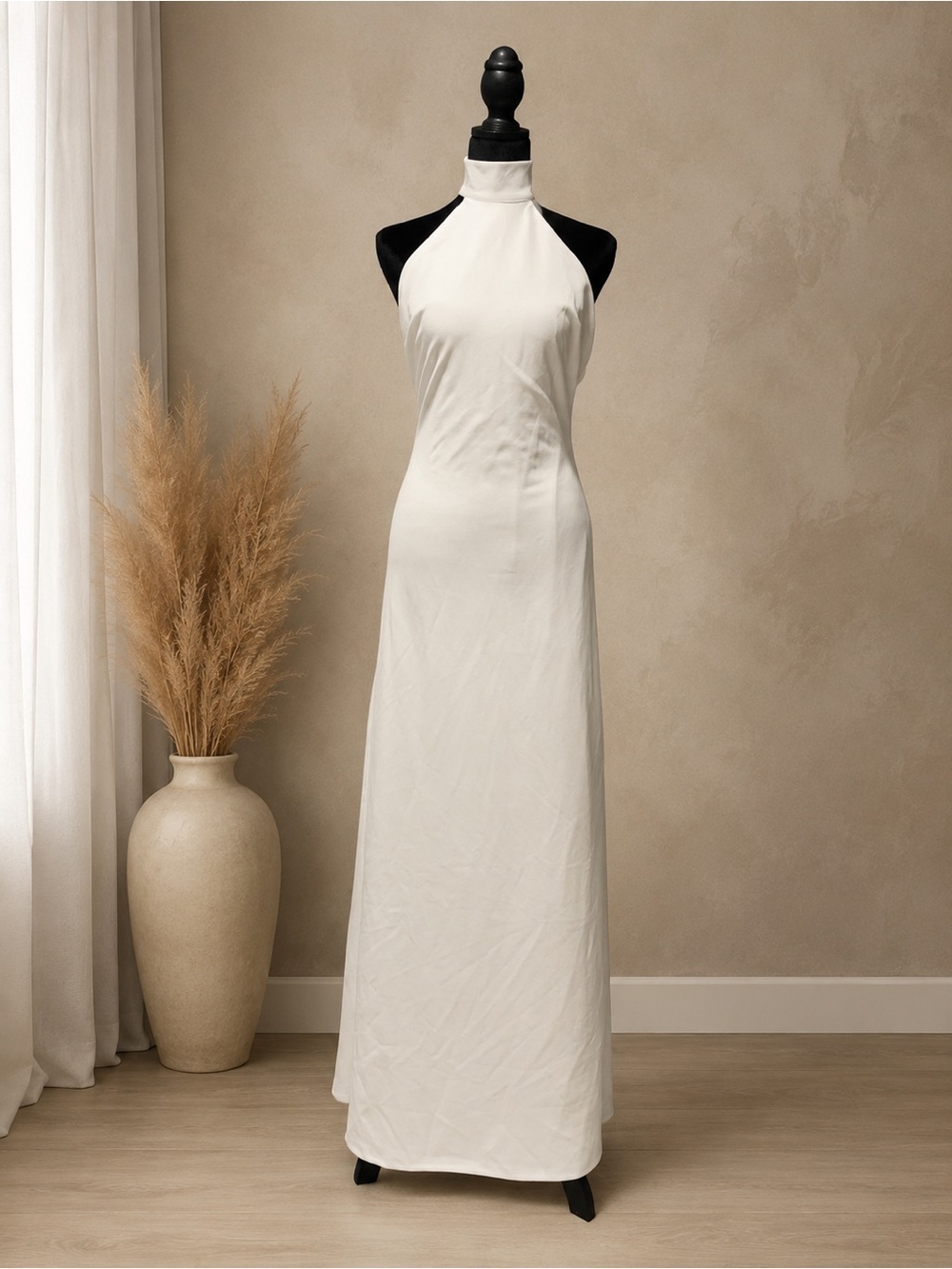 Lulus Alaura White Backless Halter Maxi Bridal Dress NWOT Size XS - Picture 2 of 9